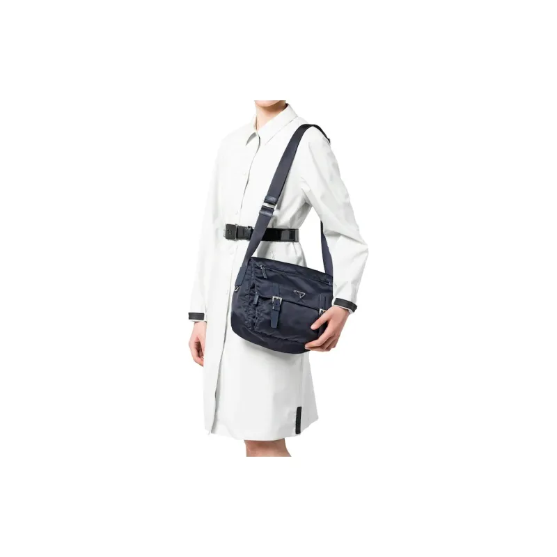 PRADA Fabric Messenger Bag Shoulder Bag Crossbody Bag Women's Blue-3