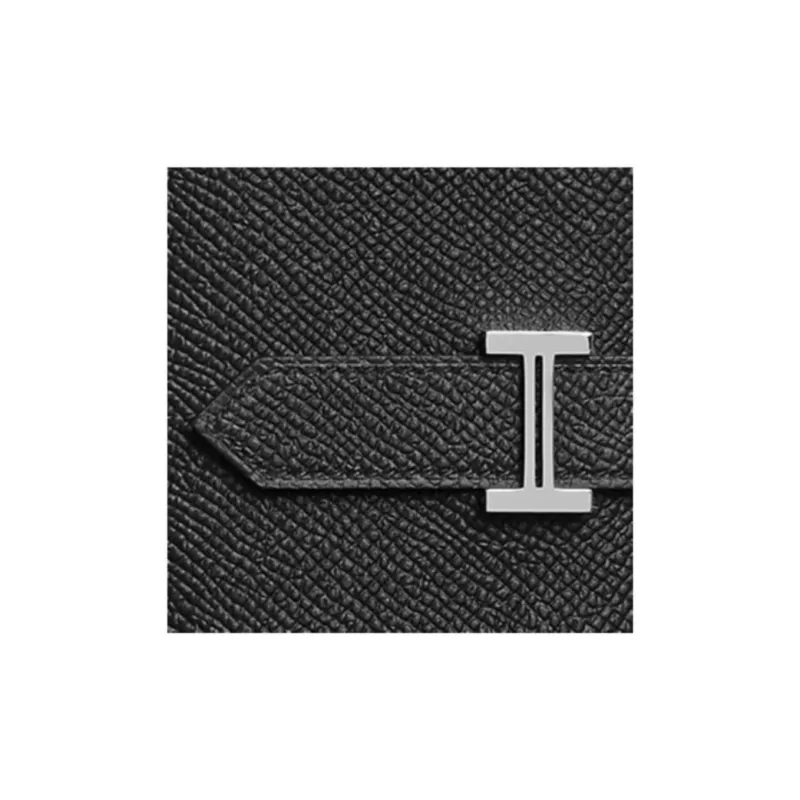 HERMES Bearn Lambskin Wallet Trumpets Unisex 89 Noir Black-2
