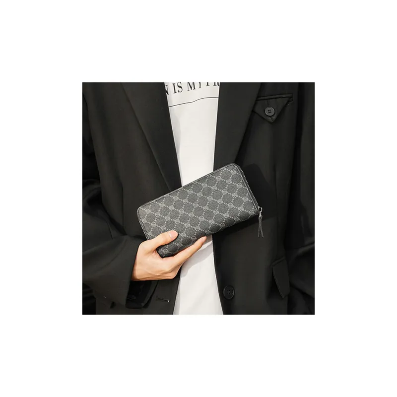CARTELO PVC Clutch Wallet, Card Holder, Wallet Regular Men's Pattern Black/Gray/Khaki-1