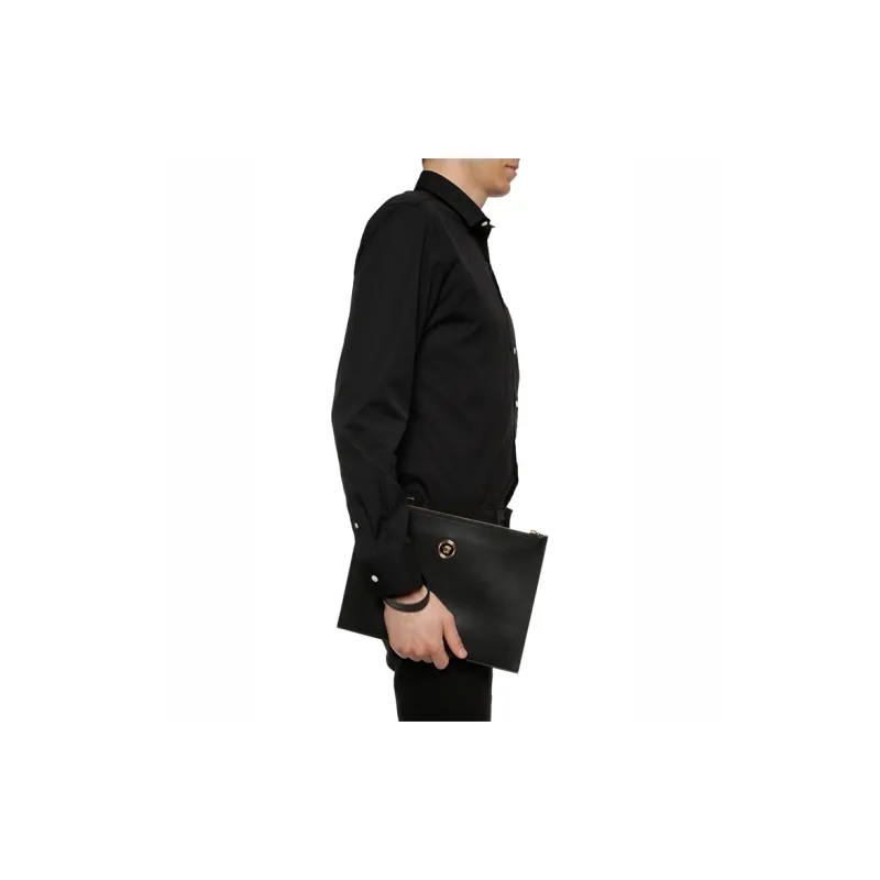 VERSACE Cow Leather Commute Bag Coin Purse Clutch Regular Men's Black-5