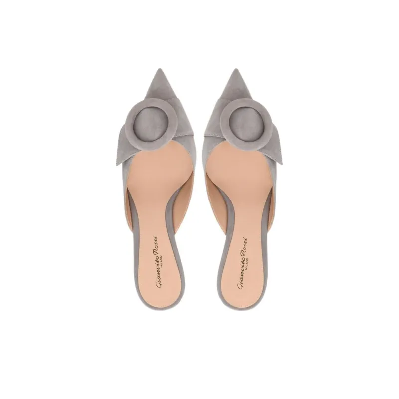GIANVITO ROSSI Portofino Closed Toe Slippers 5.5cm Women's Gray-3