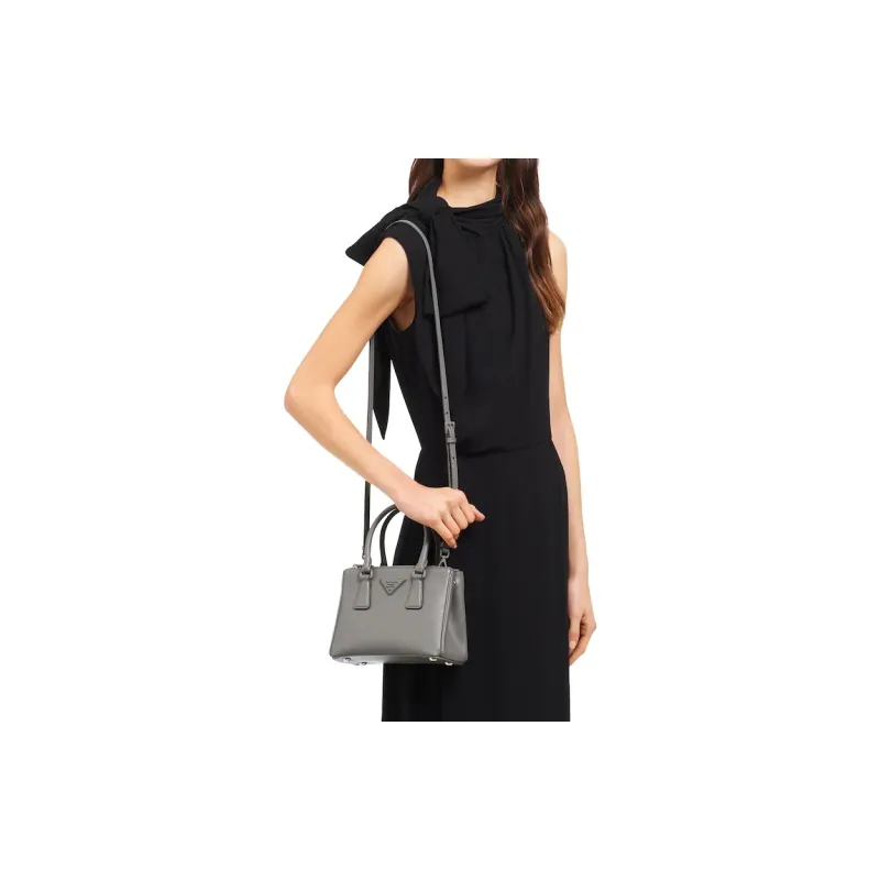 PRADA Diagramme Calfskin Shoulder Bag Crossbody Bag Women's Marble Gray-3