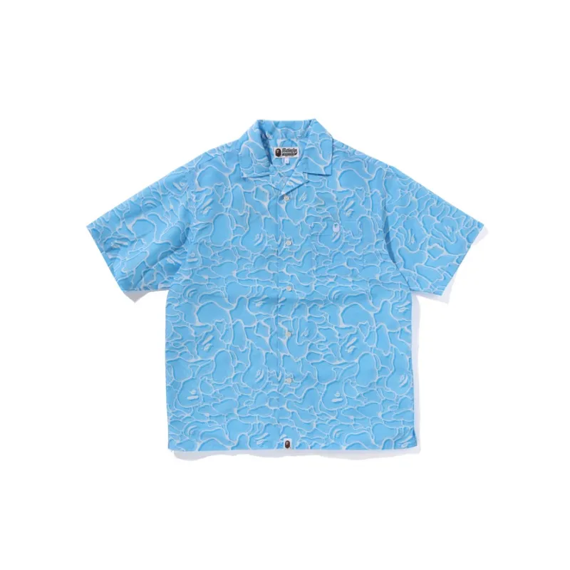 A BATHING APE Abc Sea Surface Camo Open Collar S/S Shirt-1