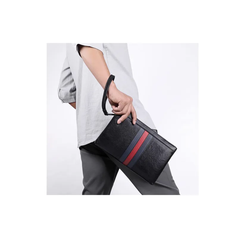 Old Man's Head Cow Leather Envelope Bag Clutches Regular Men's Black-4