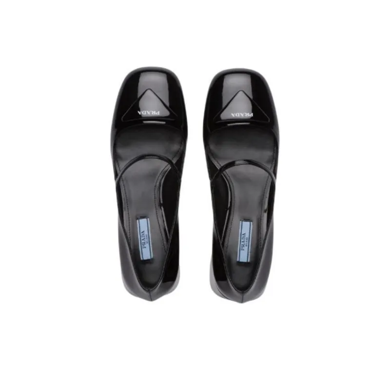 PRADA Patent Logo Mary Jane Shoes 'Black' Women's-4