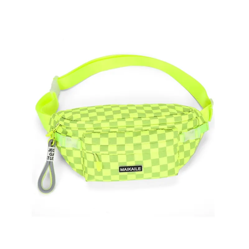 MOK Nylon Sling Bag Shoulder Bag Crossbody Bag Regular Unisex Light Gray/Black/Neon Green/Pink-4