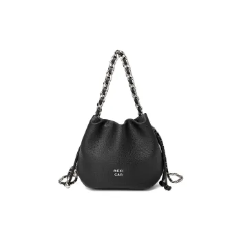MEXICAN Polyurethane Leather Shoulder Bag Women's Midnight Black/Space Silver/Coconut Milk White