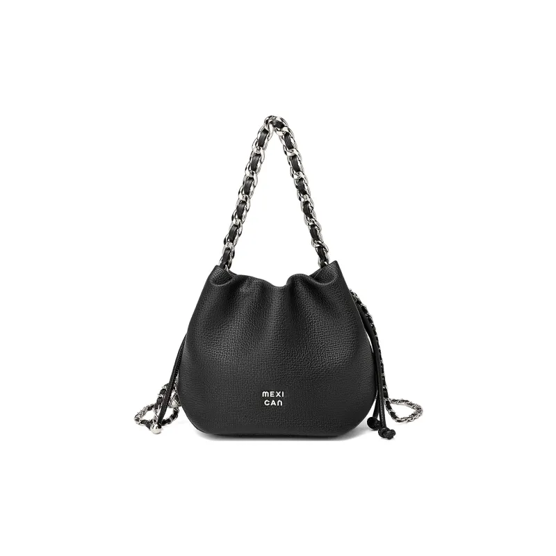 MEXICAN Polyurethane Leather Shoulder Bag Women's Midnight Black/Space Silver/Coconut Milk White-0