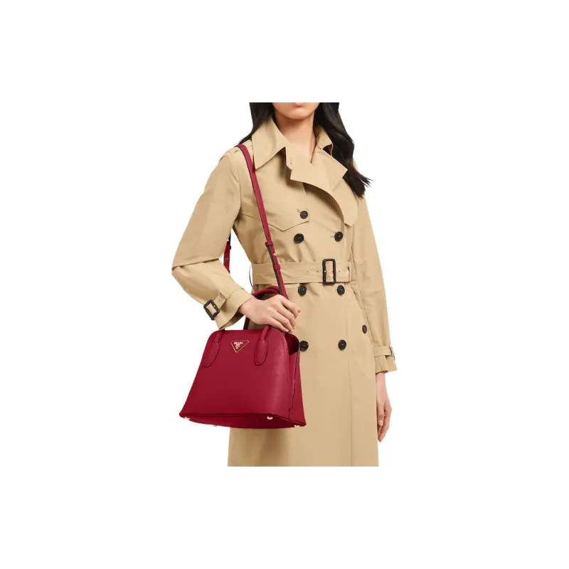 PRADA Saffiano Leather Handbag Women's Red-3