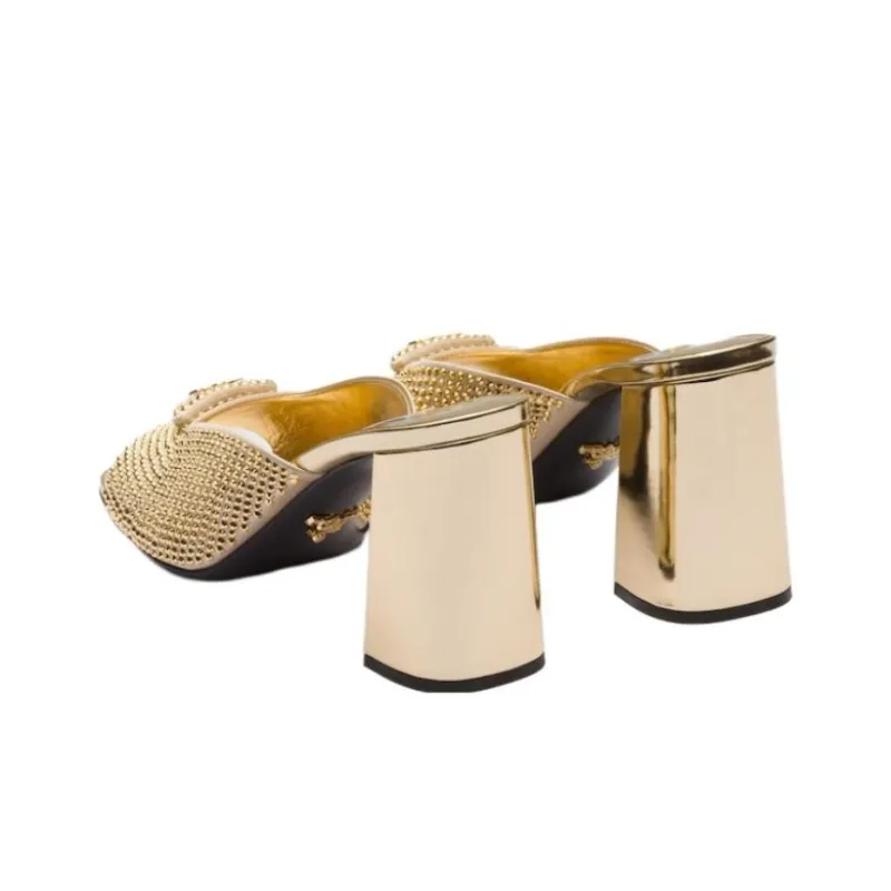 PRADA Antibacterial Slide Slippers Women's Gold-3
