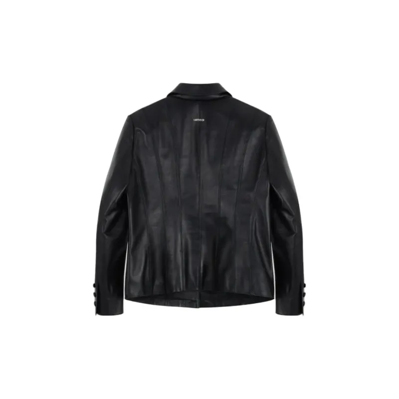 WE11DONE Leather Jacket Women's Black-1