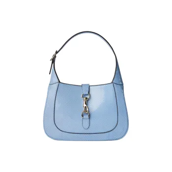 GUCCI Python Skin Shoulder Bag Crossbody Bag Handbag Women's Light Blue