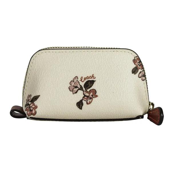 COACH Leather Makeup Bag Women's Chalk White-2