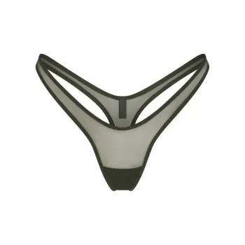 SKIMS ULTRA FINE MESH MICRO DIPPED THONG Underpants Women's 1 Pack Forest/Forest Green
