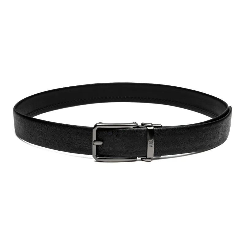 Anthony Miles Automatic Buckle Top Grain Cow Leather Zinc Alloy Leather Belts Men's Black 3.5cm-3