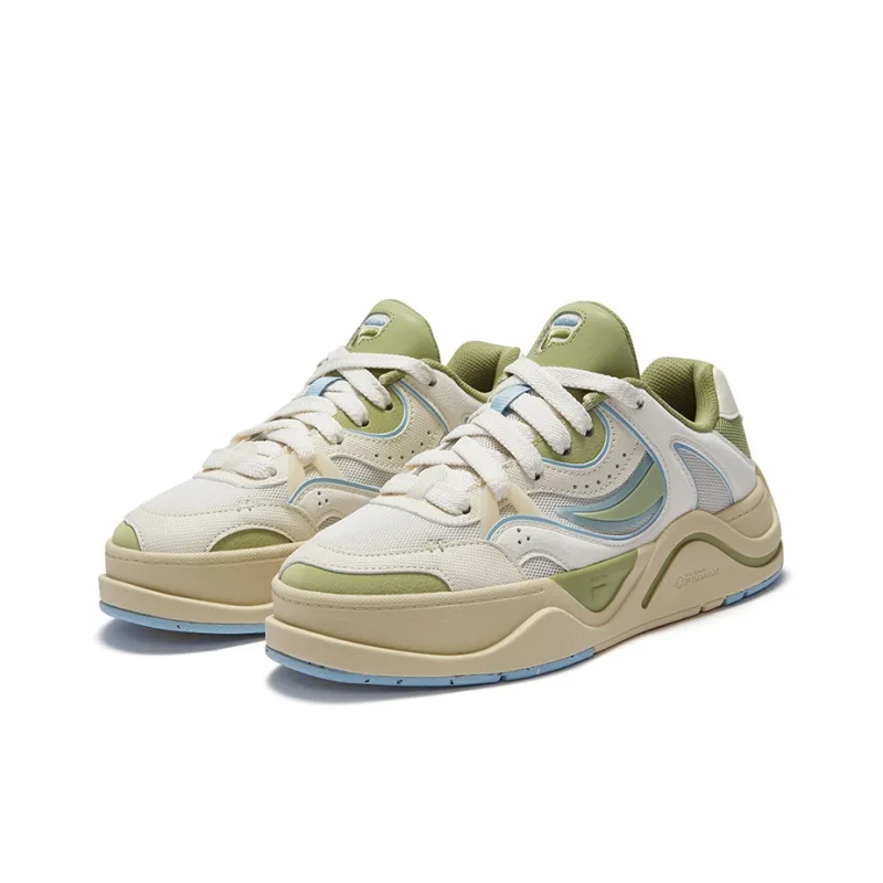 FILA FUSION 50-50 Slip-Resistant Low-Top Skateboard Shoes Women's White Green-2