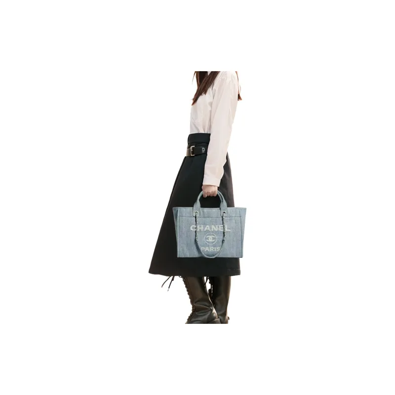 CHANEL Medium Denim 23S Shopping Bag Light Blue AS3351-6