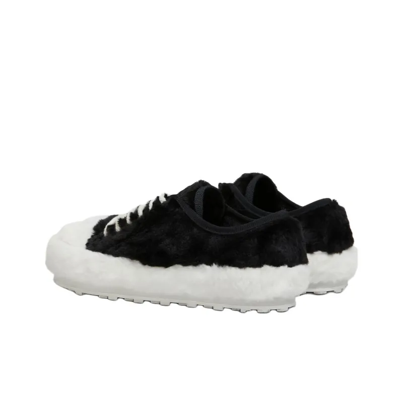 MARNI Faux-Fur Lace-Up Sneakers Women's-3