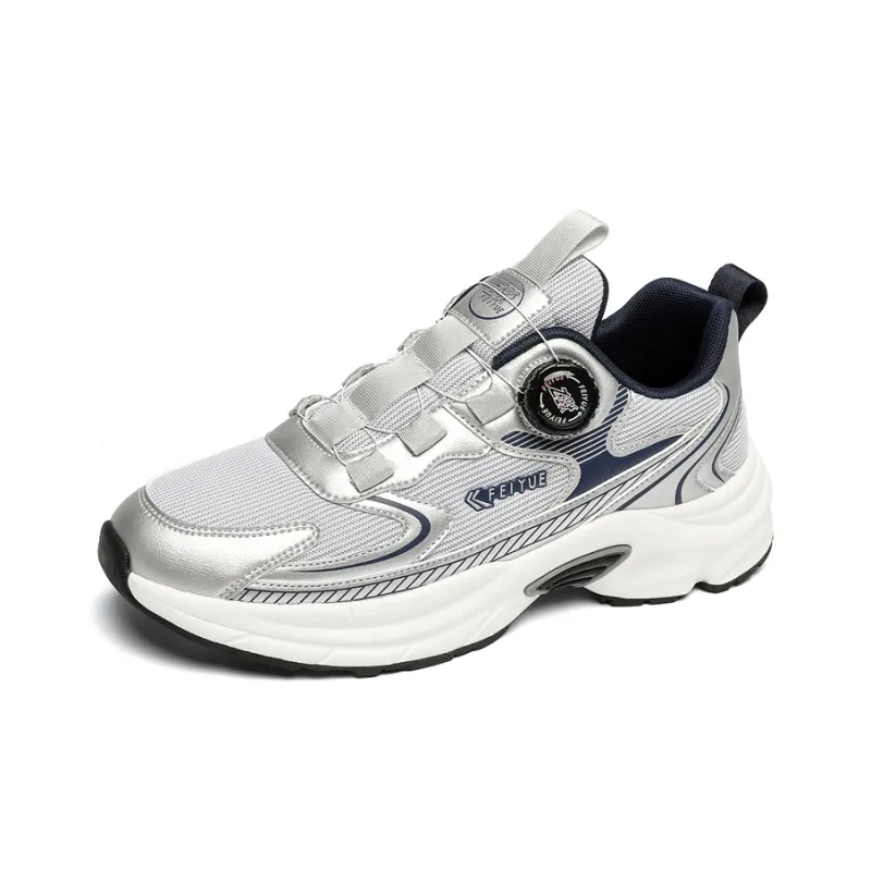 Feiyue Breathable Lightweight Low Top Casual Running Shoes Men's Gray Silver-1