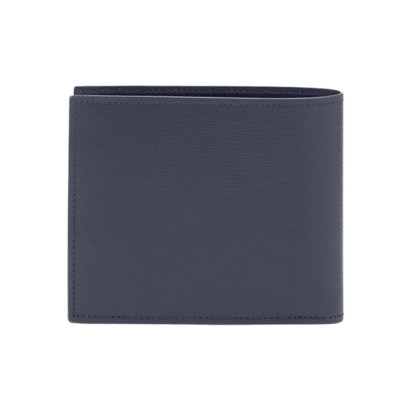 FERRAGAMO Calfskin Wallet Men's Midnight Blue & Black-1