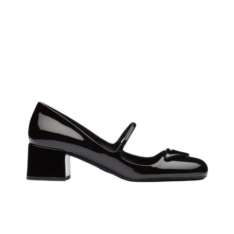 PRADA Patent Logo Mary Jane Shoes 'Black' Women's-1