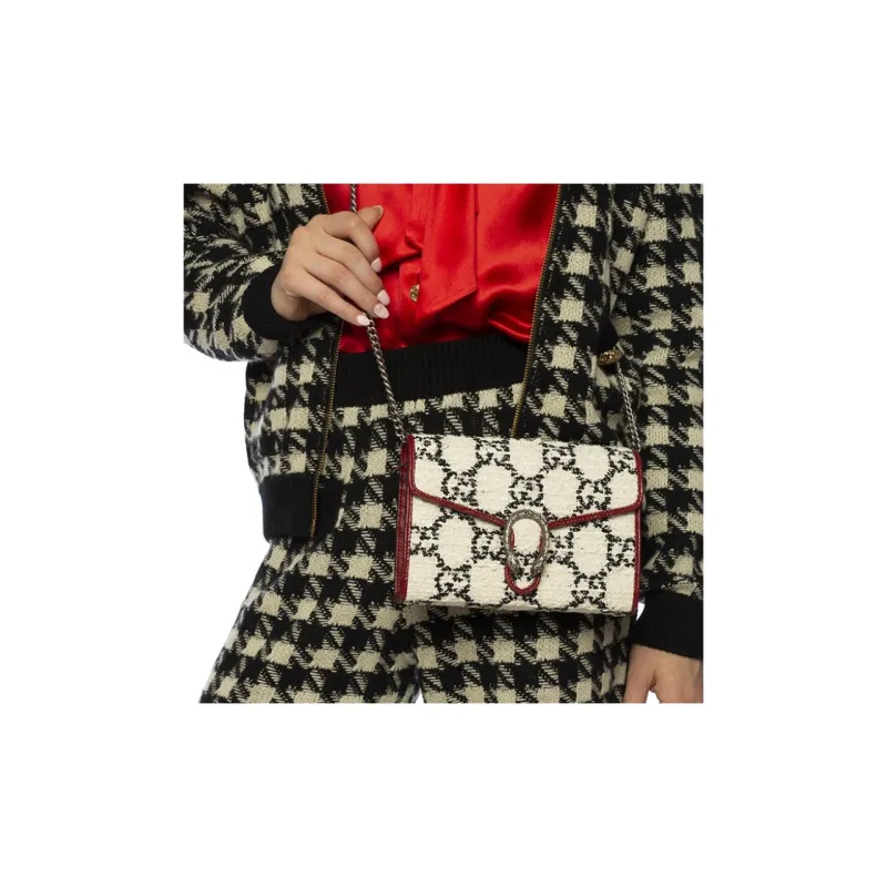 GUCCI Fabric One Shoulder Handbag, Crossbody Bag Mini Women's Cream-5