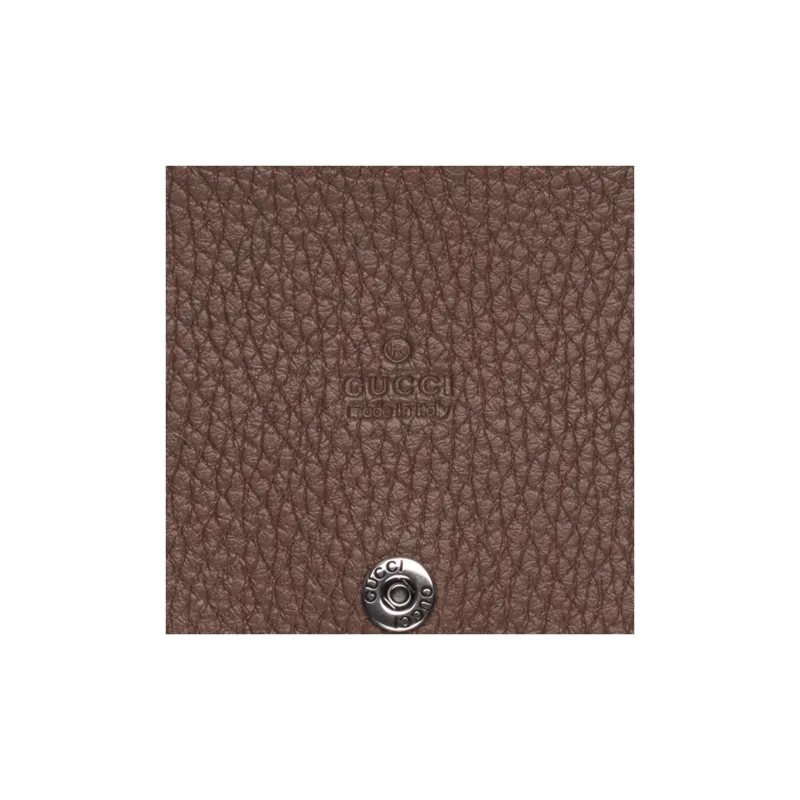 GUCCI Canvas With Leather Trim Card Holder Men's Brown-4