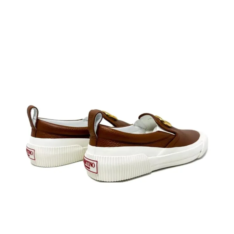 Valentino Low Top Stylish Skateboarding Shoes Men's Brown-4