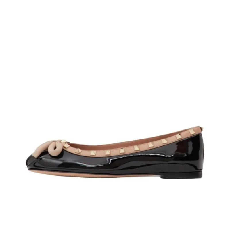 Valentino Garavani Rockstud Patent-leather Ballerina Shoes-0