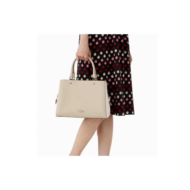 Kate Spade Litchi Grain Leather Handbag Shoulder Bag Crossbody Bag Medium Size Women's Beige-4
