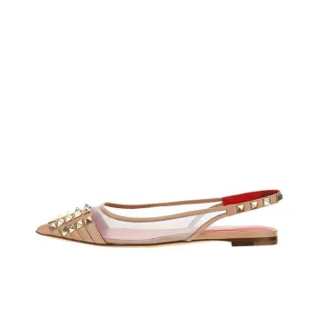 Valentino Rockstud Flat Shoes Women's Pink Beige