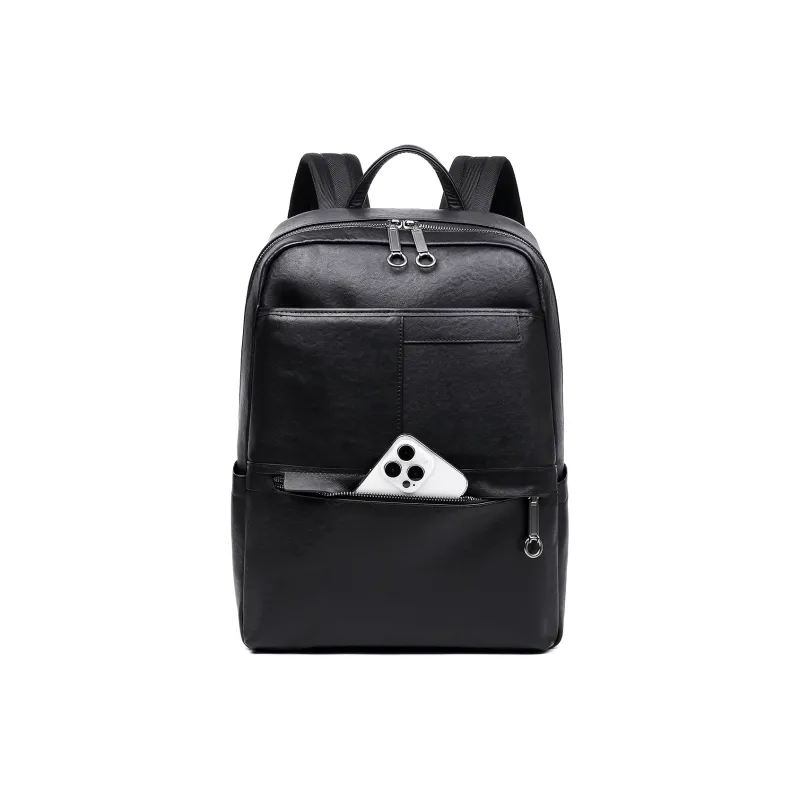 Old Man's Head Cow Leather Backpacks Backpack Laptop Bags Regular Men's Black-2