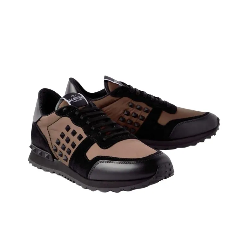 Valentino Slip Resistant Low Top Sports Casual Shoes Men's Brown Black-3
