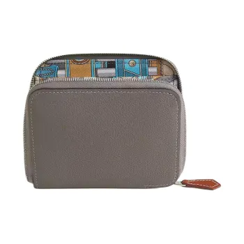 HERMES Silk'In Evercolor Calfskin Wallet Women's Gray