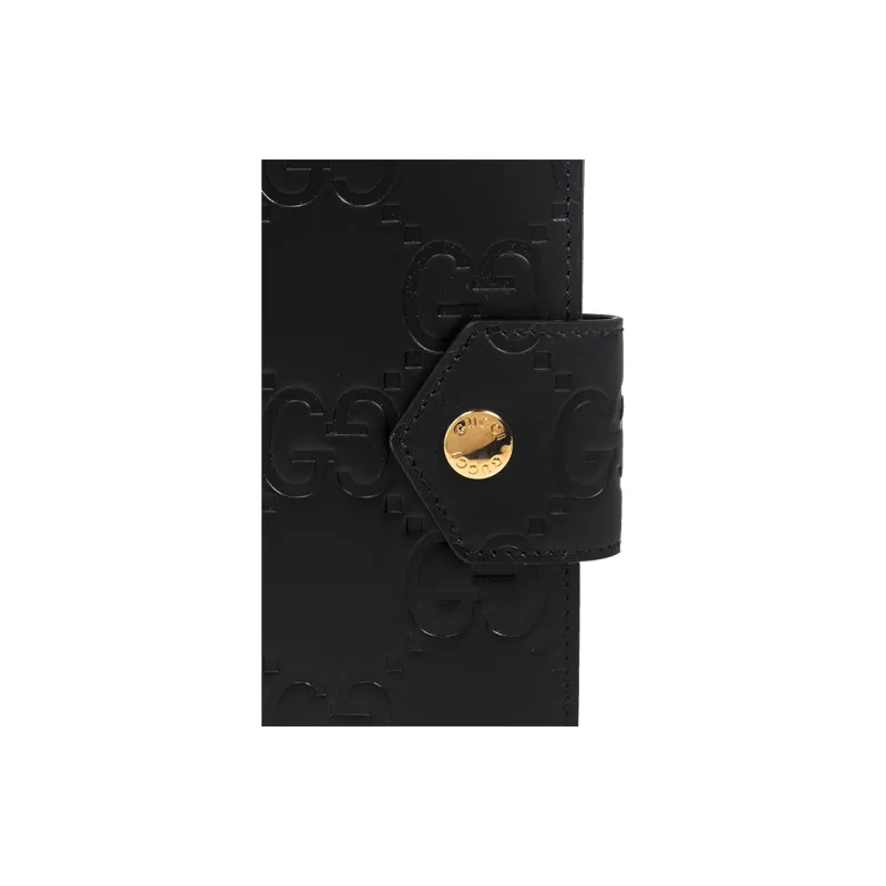 GUCCI Leather Passport Holder Women's Black-4