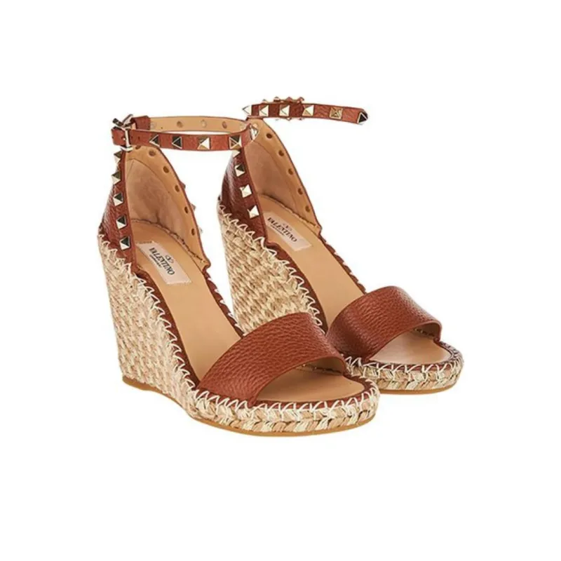Valentino Rockstud Strap Sandals Women's Tan-2