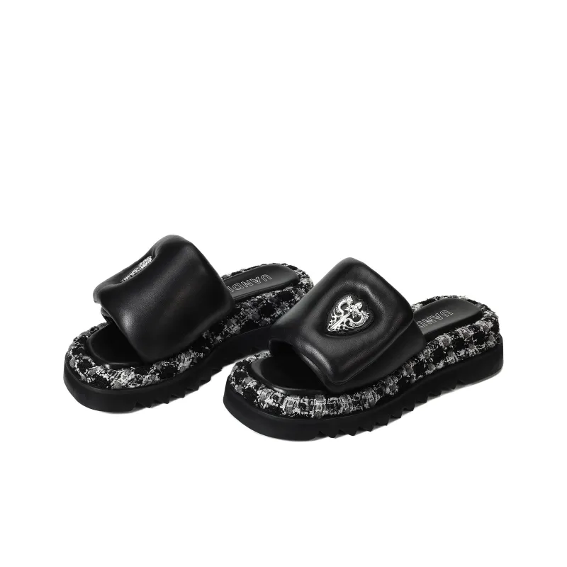 UanDi Slip Resistant Abrasion Resistant Slide Slippers Women's Black-1
