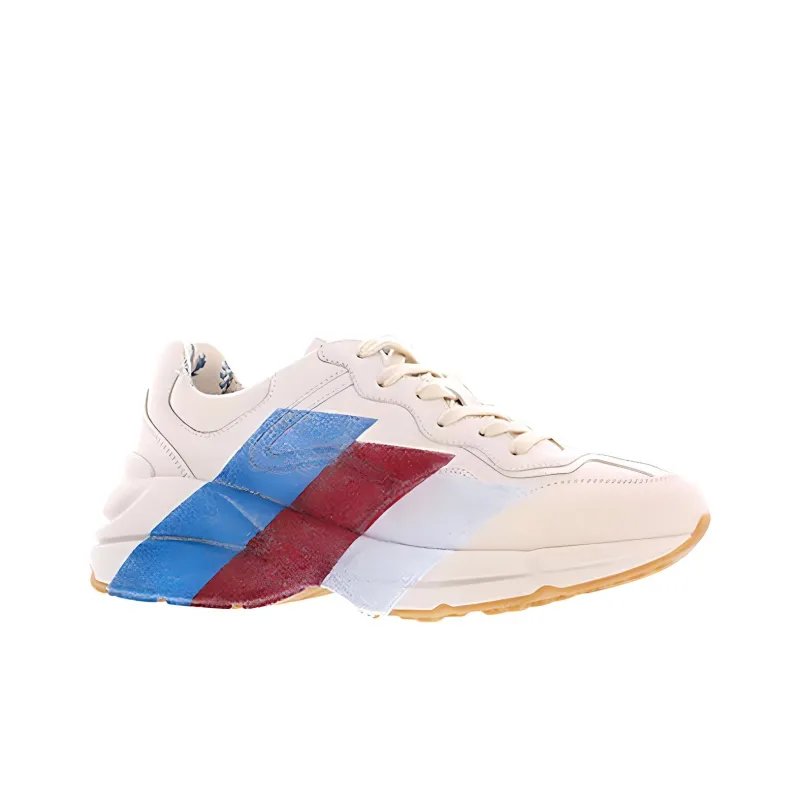 GUCCI Rhyton Cushioning Low Top Chunky Sneakers Women's White Red Blue-1