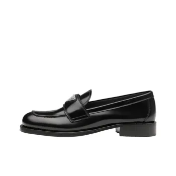 PRADA Logo plaque Leather Loafers