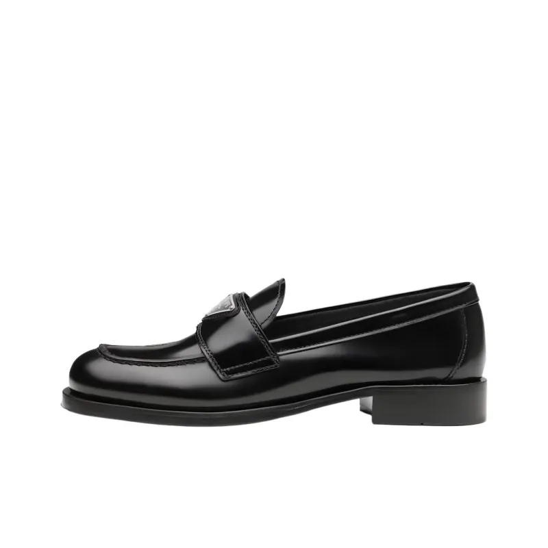 PRADA Logo-plaque Leather Loafers-0
