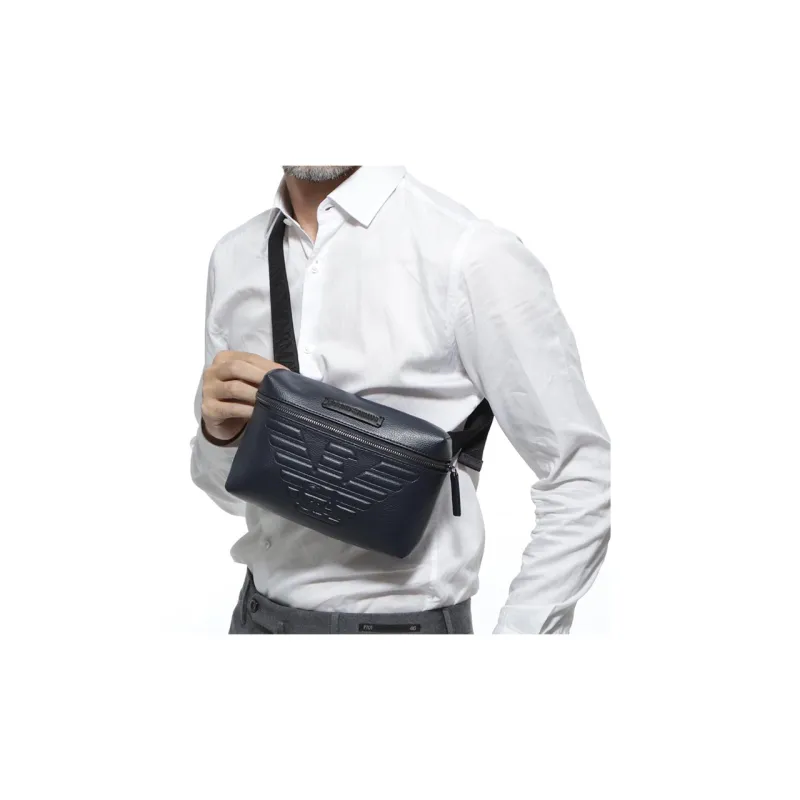 EMPORIO ARMANI Polyester With Polyurethane Shoulder Bag, Crossbody Bag Regular Men's Marine Blue-9
