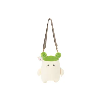 Crooked Melon Production Plush Shoulder Bag, Crossbody Bag Regular Women's White & Green