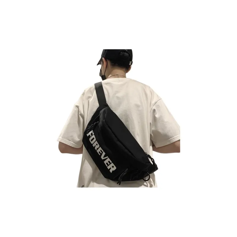 GEERDUN Nylon Fanny Pack, Crossbody Bag, Shoulder Bag Regular Unisex White/Black-3