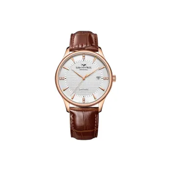 GRAND PRIX Mechanical Movement Unisex Watch Silver Dial Cowhide Strap