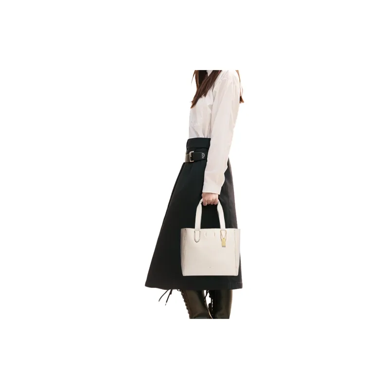 COACH Derby Pebbled Leather Tote Bag Shopping Bag Shoulder Bag Handbag Large Size Women's White-5