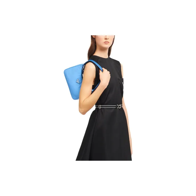 PRADA Hobo Nylon Underarm Handbag, Shoulder Bag Women's Blue-4