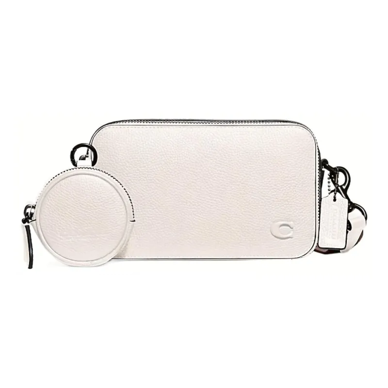 COACH Charter Cow Leather Shoulder Bag, Crossbody Bag Trumpets Unisex White-4