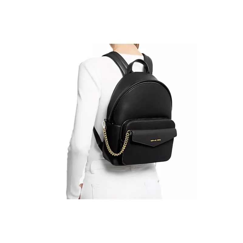 MICHAEL KORS Maisie Canvas With Leather Backpack Medium Size Women's Black-4