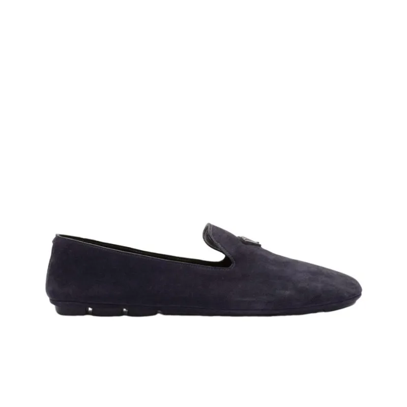 PRADA Logo-plaque Suede Driving Shoes-1