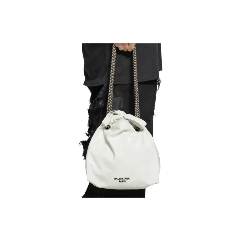 Balenciaga CRUSH Matte Calfskin Portable Crossbody Bag, Shoulder Bag Small Size Women's White-7